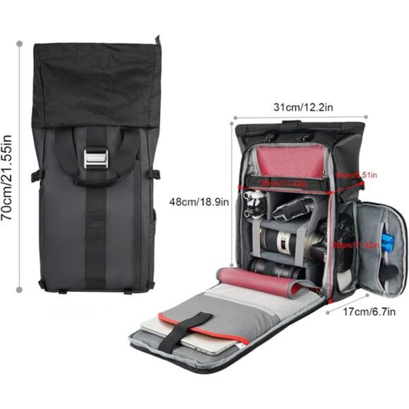 Camera Backpack Waterproof Camera Bag for Photographer DSLR SLR Mirrorless - Picture 6 of 7